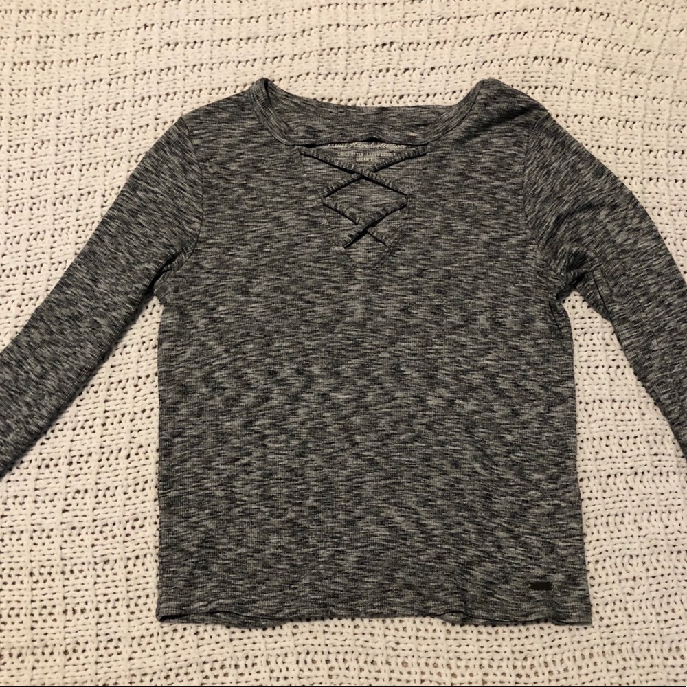 Gray Crossed Long Sleeve